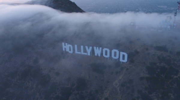 Hollywood Sign Under Thin Clouds Stock Footage